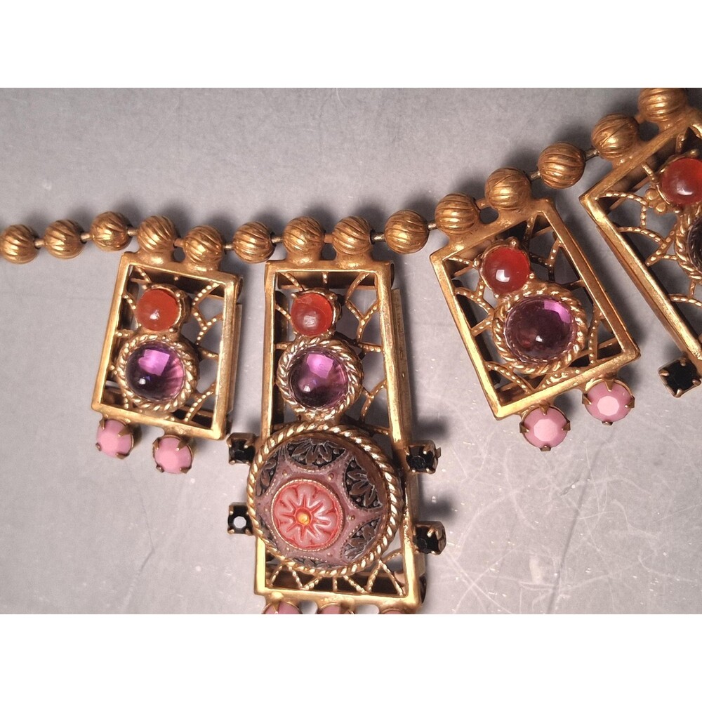 Juliana Moroccan Matrix Necklace Amethyst Carnelian Glass - Picture 5 of 14